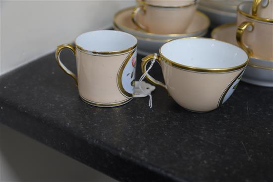 A rare Herculaneum porcelain botanical specimen part tea and coffee set, c.1810-15,